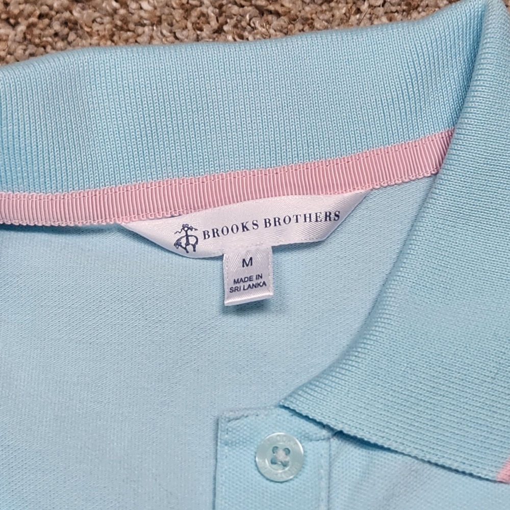 Light Blue Sleeveless Polo with Pink Flamingos and Green Palm Trees Size M - Picture 7 of 12